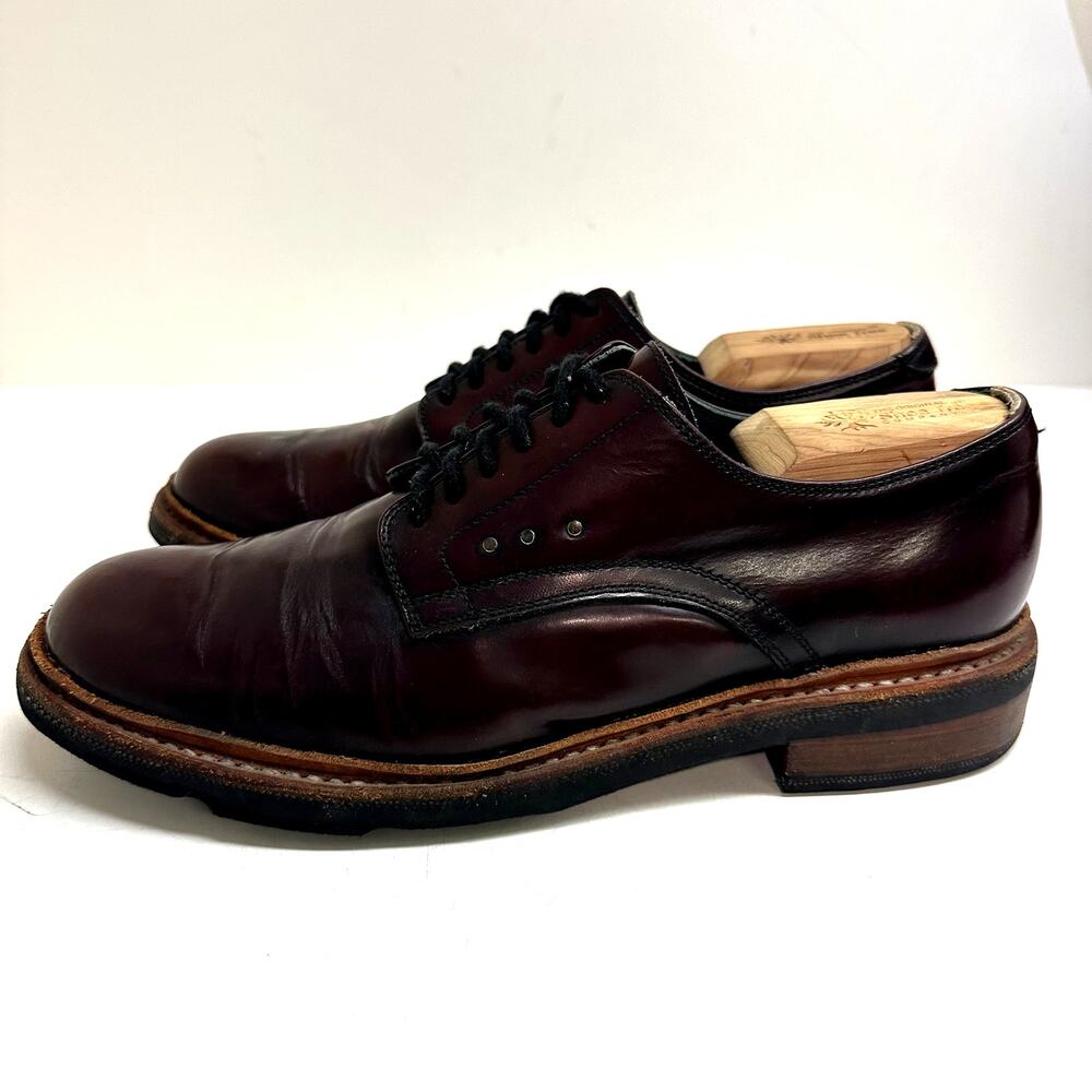 VGUC pskaufman No.1050 RUNWAY Derby Oxblood Burgundy Handmade Recycled 8.5